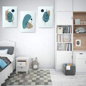 Set 3 tablouri Boho minimalism frunze profil femeie - Dimensiune multicanvas: 3 tablouri 80x120 cm