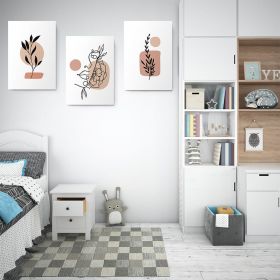 Set 3 tablouri Boho frunze profil femeie cu flori - Dimensiune multicanvas: 3 tablouri 50x70 cm
