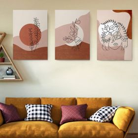 Set 3 tablouri Boho minimalism plante femeie flori - Dimensiune multicanvas: 3 tablouri 60x90 cm