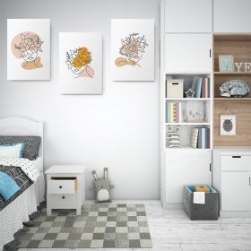 Set 3 tablouri Boho portret femei cu flori - Dimensiune multicanvas: 3 tablouri 40x60 cm