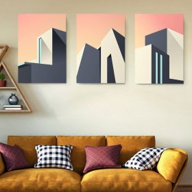 Set 3 tablouri arhitectura moderna structuri geometrice - Dimensiune multicanvas: 3 tablouri 80x120 cm