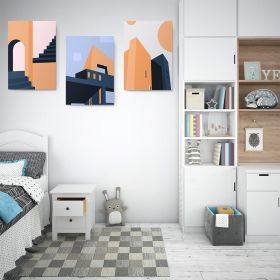 Set 3 tablouri cladiri geometrice minimaliste - Dimensiune multicanvas: 3 tablouri 80x120 cm