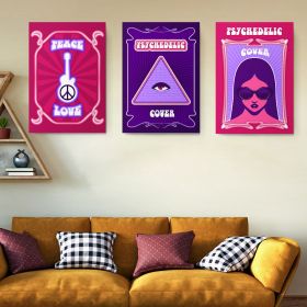 Set 3 tablouri postere muzica psihedelica - Dimensiune multicanvas: 3 tablouri 40x60 cm