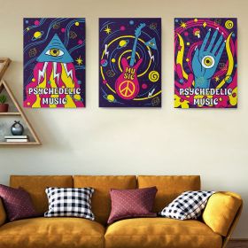 Set 3 tablouri postere muzica psihedelica stil anii 70 - Dimensiune multicanvas: 3 tablouri 40x60 cm