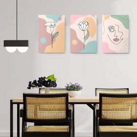 Set 3 tablouri Boho minimalism flori portret femeie - Dimensiune multicanvas: 3 tablouri 80x120 cm
