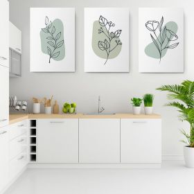 Set 3 tablouri Boho minimalism frunze flori - Dimensiune multicanvas: 3 tablouri 50x70 cm
