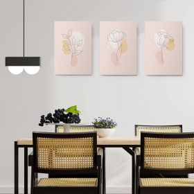 Set 3 tablouri Boho minimalism frunze flori variate - Dimensiune multicanvas: 3 tablouri 30x45 cm