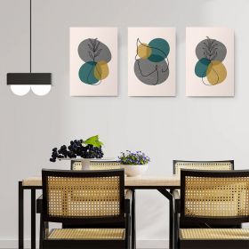 Set 3 tablouri Boho minimalism frunze profil femeie - Dimensiune multicanvas: 3 tablouri 60x90 cm