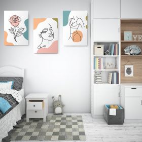Set 3 tablouri Boho minimalism trandafir femeie - Dimensiune multicanvas: 3 tablouri 80x120 cm