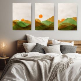 Set 3 tablouri Boho peisaj acuarela - Dimensiune multicanvas: 3 tablouri 50x70 cm