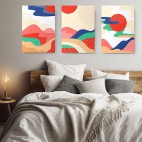 Set 3 tablouri Boho peisaje abstracte - Dimensiune multicanvas: 3 tablouri 80x120 cm