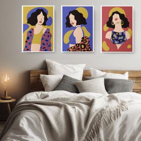 Set 3 tablouri minimalist femei - Dimensiune multicanvas: 3 tablouri 50x70 cm