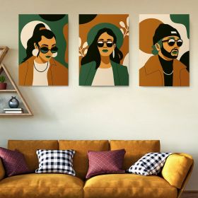 Set 3 tablouri minimalist portrete femei barbat - Dimensiune multicanvas: 3 tablouri 40x60 cm