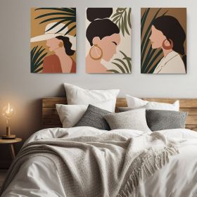 Set 3 tablouri minimalist profil femei - Dimensiune multicanvas: 3 tablouri 40x60 cm