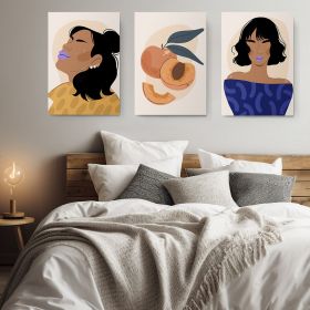 Set 3 tablouri portrete femei caise - Dimensiune multicanvas: 3 tablouri 40x60 cm
