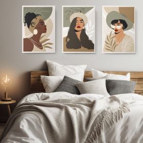 Set 3 tablouri portrete femei multicanvas - Dimensiune multicanvas: 3 tablouri 40x60 cm