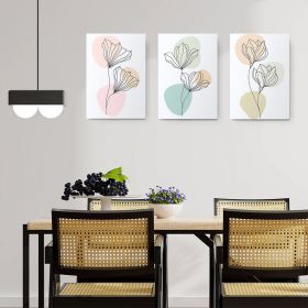 Set 3 tablouri Boho minimalism flori - Dimensiune multicanvas: 3 tablouri 80x120 cm