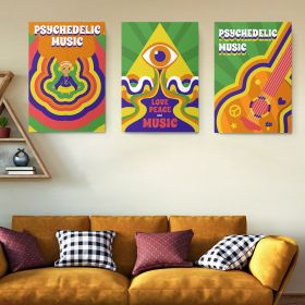 Set 3 tablouri afise muzica psihedelica - Dimensiune multicanvas: 3 tablouri 80x120 cm