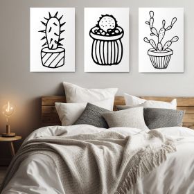 Set 3 tablouri cactusi multicanvas - Dimensiune multicanvas: 3 tablouri 40x60 cm