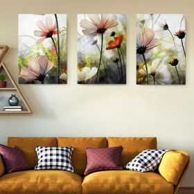 Set 3 tablouri camp flori detaliu multicanvas - Dimensiune multicanvas: 3 tablouri 40x60 cm