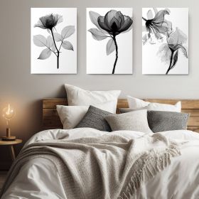 Set 3 tablouri flori variate multicanvas - Dimensiune multicanvas: 3 tablouri 50x70 cm