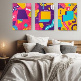 Set 3 tablouri forme abstracte geometrice multicanvas - Dimensiune multicanvas: 3 tablouri 60x90 cm