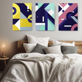 Set 3 tablouri forme geometrice - Dimensiune multicanvas: 3 tablouri 40x60 cm