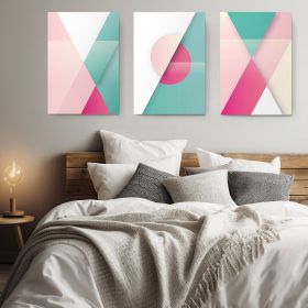 Set 3 tablouri forme geometrice abstracte - Dimensiune multicanvas: 3 tablouri 80x120 cm