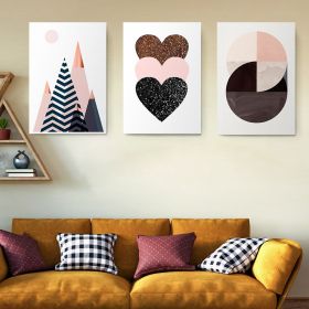 Set 3 tablouri forme geometrice inimi - Dimensiune multicanvas: 3 tablouri 50x70 cm