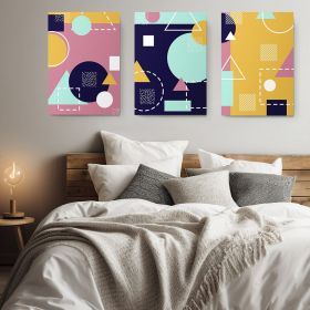 Set 3 tablouri forme geometrice multicanvas - Dimensiune multicanvas: 3 tablouri 60x90 cm