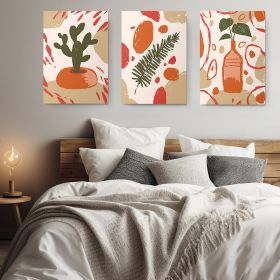 Set 3 tablouri minimaliste cactus frunze - Dimensiune multicanvas: 3 tablouri 30x45 cm