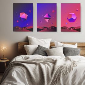 Set 3 tablouri minimaliste forme abstracte geometrice - Dimensiune multicanvas: 3 tablouri 50x70 cm