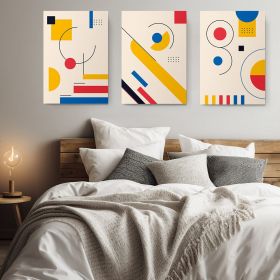 Set 3 tablouri minimaliste forme geometrice abstracte - Dimensiune multicanvas: 3 tablouri 40x60 cm