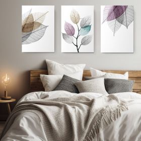Set 3 tablouri minimaliste frunze - Dimensiune multicanvas: 3 tablouri 40x60 cm