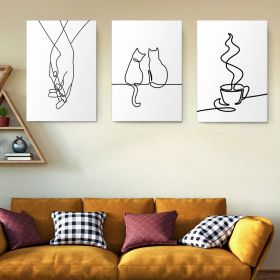 Set 3 tablouri minimaliste pisici maini cafea - Dimensiune multicanvas: 3 tablouri 40x60 cm