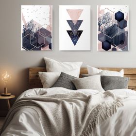 Set 3 tablouri forme geometrice multicanvas - Dimensiune multicanvas: 3 tablouri 60x90 cm