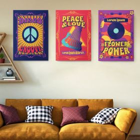 Set 3 tablouri muzica groove flower power - Dimensiune multicanvas: 3 tablouri 30x45 cm