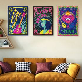 Set 3 tablouri afise muzica soul stil hippie - Dimensiune multicanvas: 3 tablouri 60x90 cm