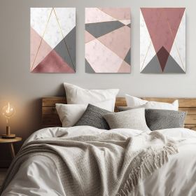 Set 3 tablouri forme geometrice abstracte - Dimensiune multicanvas: 3 tablouri 40x60 cm