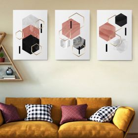 Set 3 tablouri forme geometrice hexagoane - Dimensiune multicanvas: 3 tablouri 40x60 cm