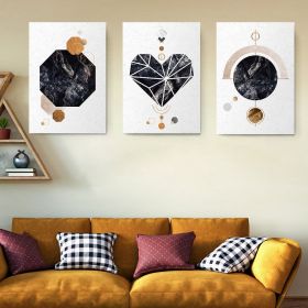Set 3 tablouri forme geometrice octogon inima - Dimensiune multicanvas: 3 tablouri 80x120 cm