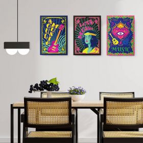 Set 3 tablouri afise muzica soul stil hippie - Dimensiune multicanvas: 3 tablouri 60x90 cm