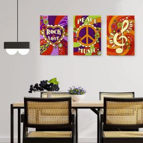 Set 3 tablouri muzica rock&#038;love stil hippie - Dimensiune multicanvas: 3 tablouri 50x70 cm