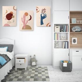 Set 3 tablouri Boho constelatie mana cu frunza cactus - Dimensiune multicanvas: 3 tablouri 60x90 cm