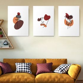 Set 3 tablouri Boho minimalism flori portret femeie - Dimensiune multicanvas: 3 tablouri 30x45 cm
