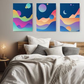 Set 3 tablouri Boho minimalism peisaje abstracte - Dimensiune multicanvas: 3 tablouri 30x45 cm