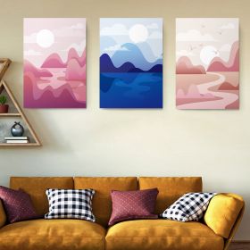 Set 3 tablouri Boho minimalism peisaje munti apa - Dimensiune multicanvas: 3 tablouri 80x120 cm