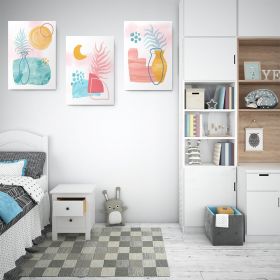 Set 3 tablouri Boho minimalism vaza frunze - Dimensiune multicanvas: 3 tablouri 30x45 cm