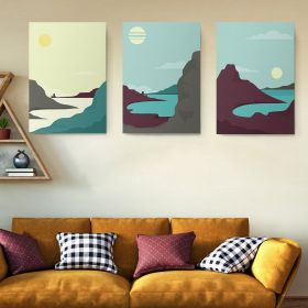 Set 3 tablouri Boho peisaj marin - Dimensiune multicanvas: 3 tablouri 40x60 cm
