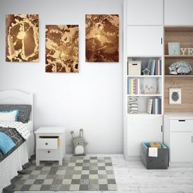 Set 3 tablouri abstract imitatie marmura maro auriu - Dimensiune multicanvas: 3 tablouri 40x60 cm